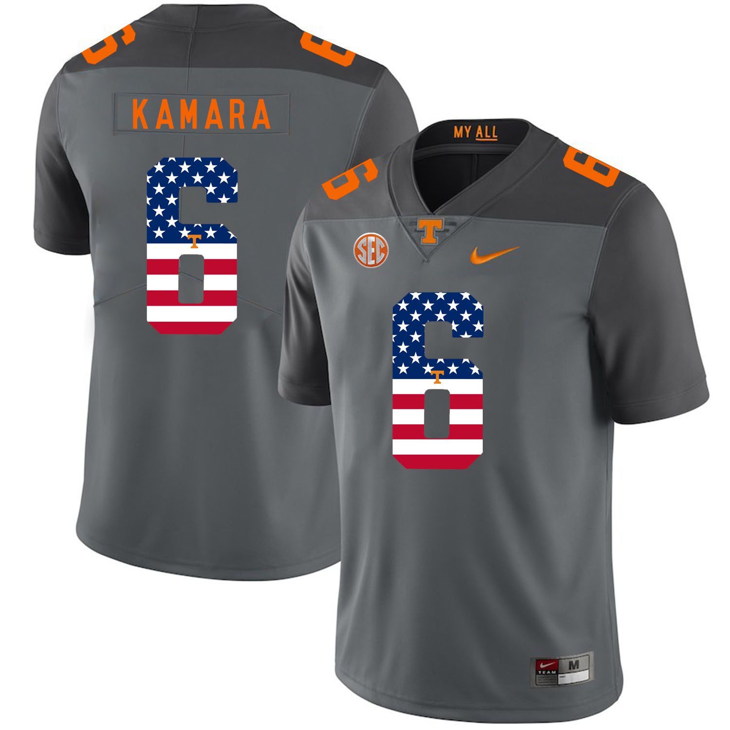 Men Tennessee Volunteers #6 Kamara Grey Flag Customized NCAA Jerseys->customized ncaa jersey->Custom Jersey
